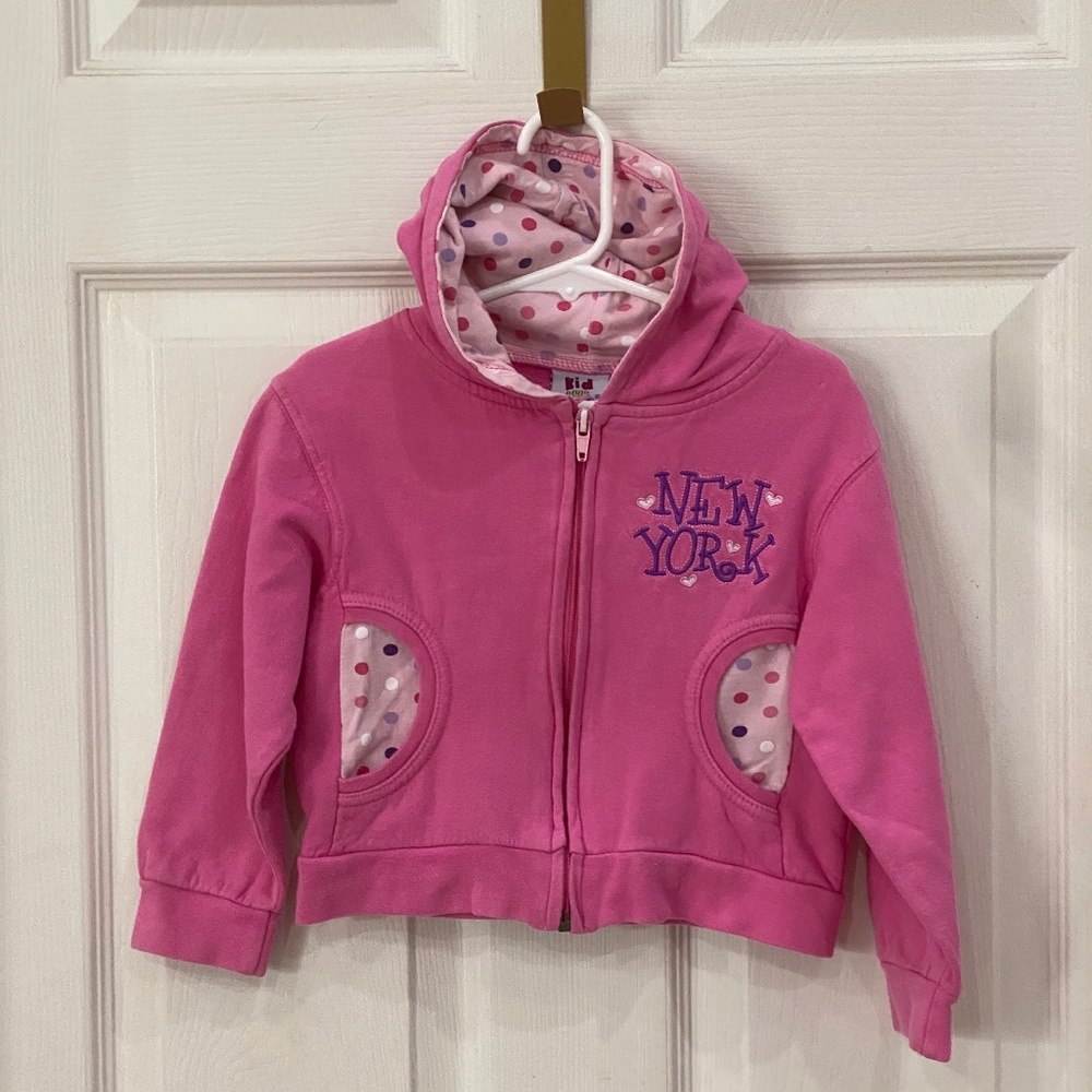 Kid U not, Pink hooded, N Y ,sweat jacket. Size 2T